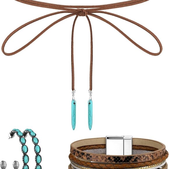 Western Jewelry for Women Bohemian Set Faux Leather - Picture 1 of 7